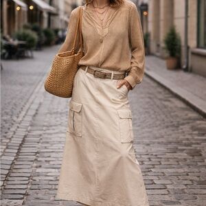 Blouse- Tan Perforated Suede Boho Minimal Desertcore Revival DIY Side Slits